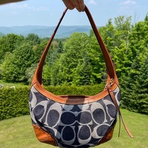 Coach 12748 Ergo Signature C Canvas
Denim with Leather Trim Shoulder